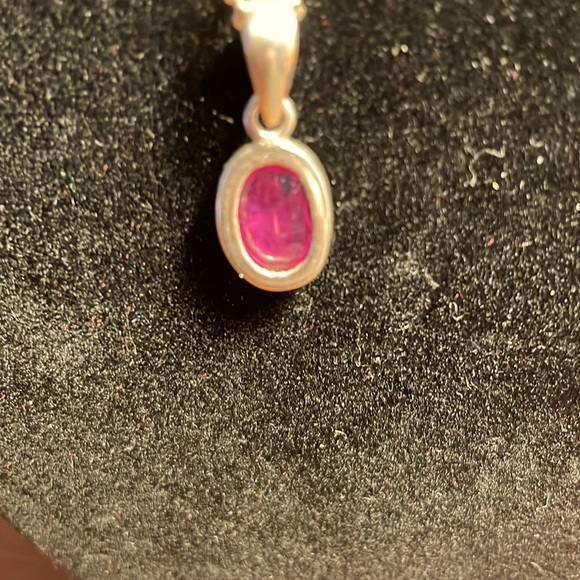 Ruby Pendant in Sterling Silver Setting on 16” SS Chain - Picture 4 of 5